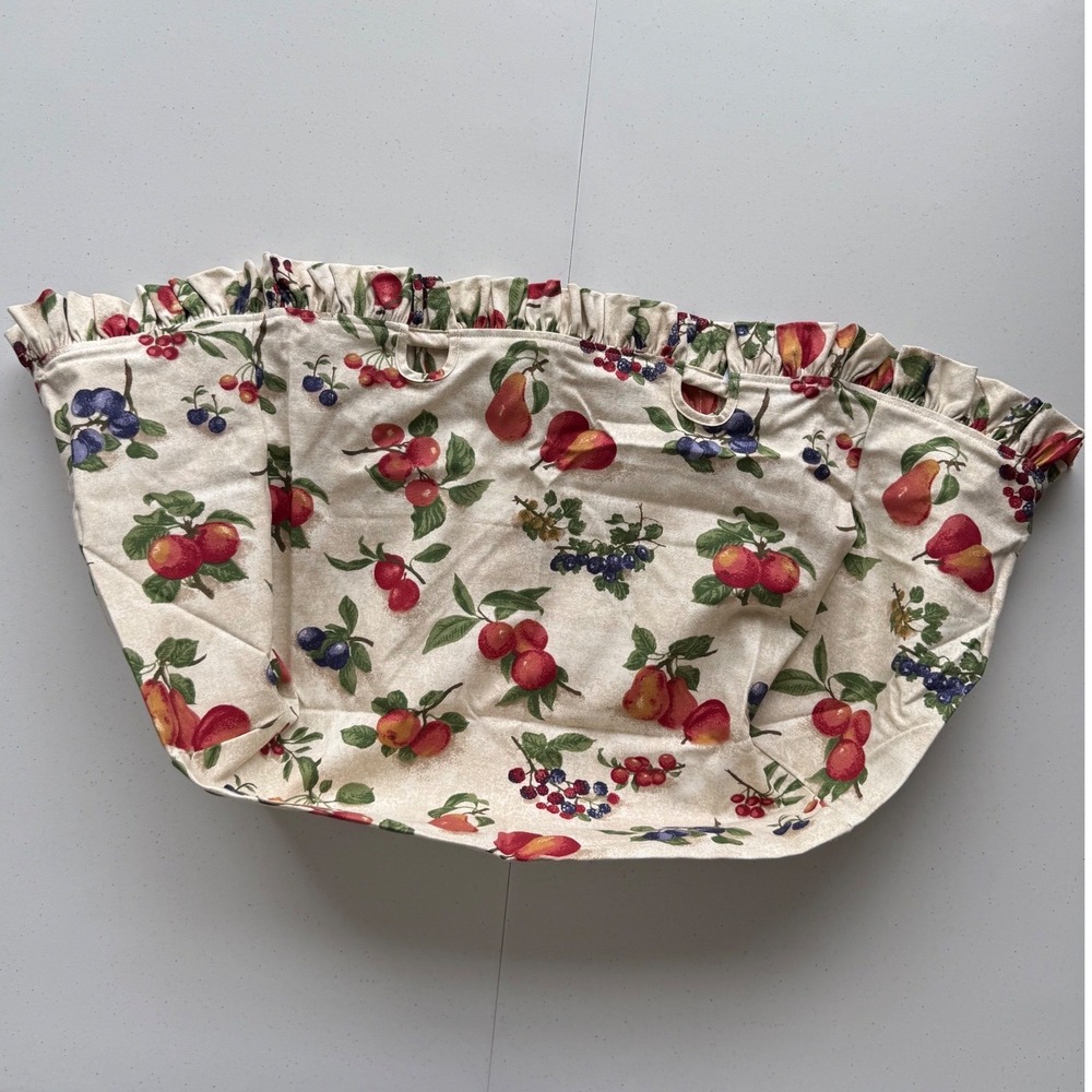 Longaberger Large Gathering Basket Fabric Liner Fruit Medley 16x10x11.5 Ruffled